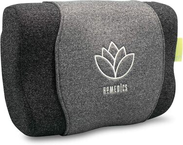 HoMedics Zen медитаційна подушка з пам'яттю, ортопедична подушка для шиї, ароматерапія з ефірними оліями, роликовий масаж, безшумна, бездротова, сіра