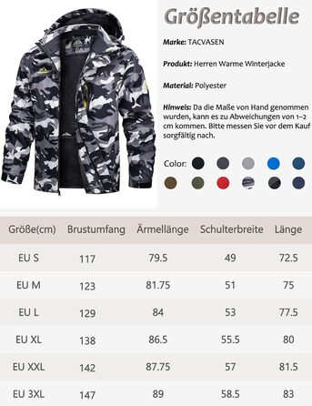 TACVASEN чоловіча тепла зимова куртка, водонепроникна функціональна куртка з капюшоном, армійний зелений (3XL, чорний камуфляж)