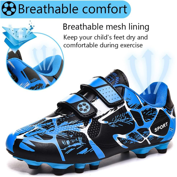 Дитячі футбольні бутси для хлопчиків та дівчаток. Зручні та неслизькі кросівки для тренувань. Розміри 28-37 (EU 31). Кольори: зелений, синій.
