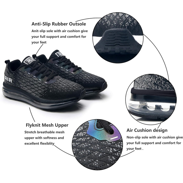 Кросівки для бігу Azooken: чоловічі та жіночі, для занять спортом, джогінгу, тенісу, бігу по вулицях, активного відпочинку, фітнесу, трейлраннінгу. Розміри 36-47. Кольори: білий, синій, чорний.