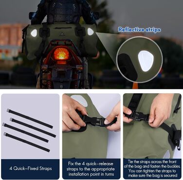 Водонепроникний рюкзак Dry Bag 70L: для кемпінгу, мотоциклів, каякінгу, SUP. Army Green