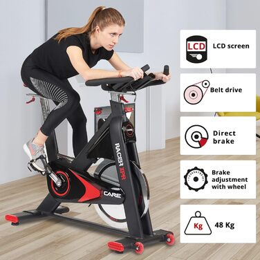 Преміум велотренажер CARE FITNESS Rad Racer XPR, 24 кг, електронний, домашній спінбайк з мультифункціональним комп'ютером