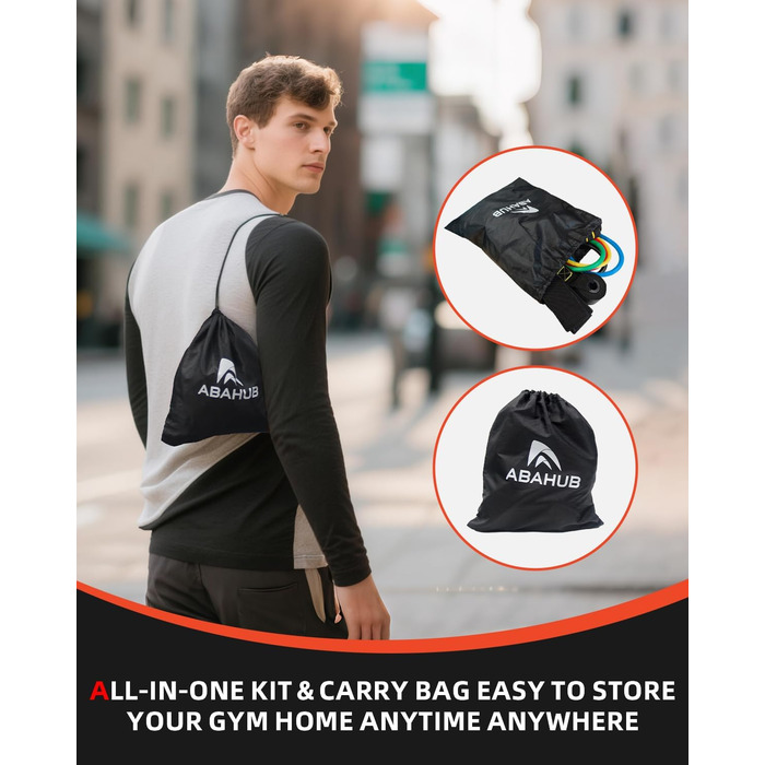 Набір еластичних стрічок Abahub для фітнесу: повне обладнання для тренувань вдома (100LB)