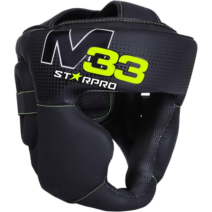 Захисний шолом Starpro M33 для боксу, кікбоксингу, MMA, Муай Тай, Крав Мага, чоловічий та жіночий, з маскою для обличчя, 180° огляд, XS, чорний, з поглинанням поту