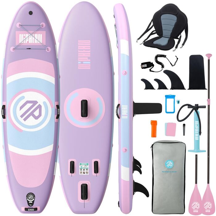 Надувний SUP дошка Niphean для дорослих, 305 см, з фіном StabilTrac, для йоги та балансування, фіолетовий