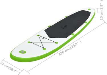 Надувна SUP-дошка для серфінгу vidaXL, комплект, 330x72x10 см, зелена