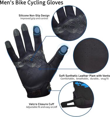 Рукавички для велосипеда, чоловічі та жіночі, сенсорні, дихаючі, легкі, для шосейних велосипедів, Outdoor, блакитні