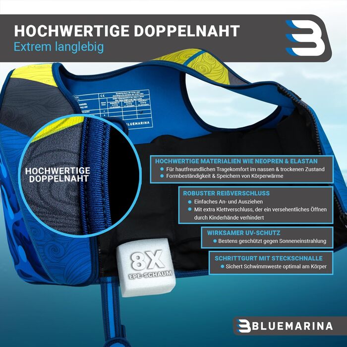 Дитячий жилет для плавання Bluemarina Laguna | Розміри для малюків та немовлят | Допомога у навчанні плаванню