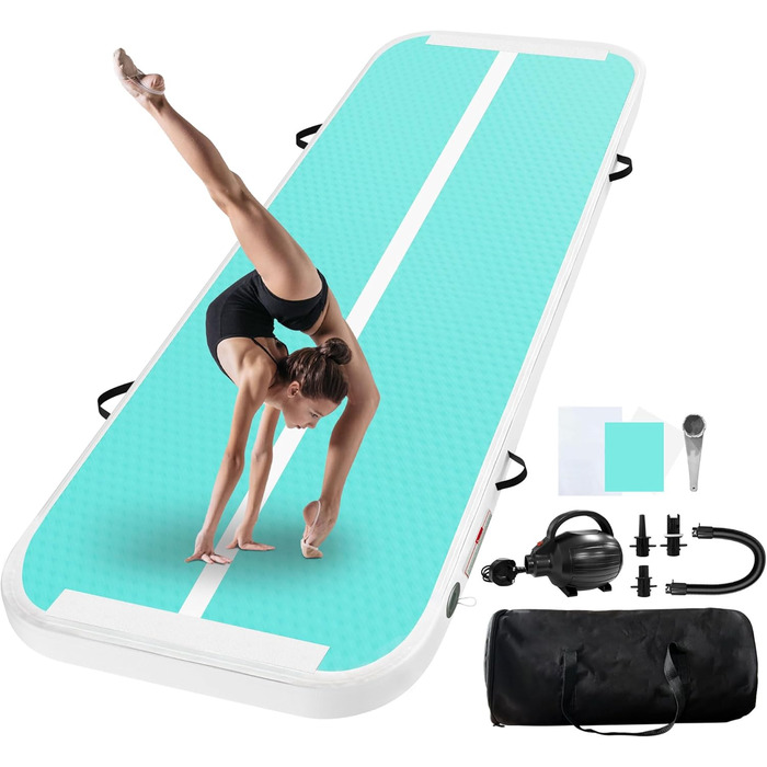 Надувна гімнастична килимок, 2м/3м/4м/5м/6м, 10см, для фітнесу, йоги, танців, сімейного відпочинку (зелений, 3м*1м*0.1м)