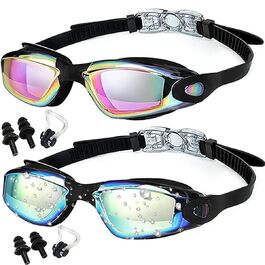 Окуляри для плавання унісекс Schwimmbrille: антизапітніюючі, UV-захист, регульовані, професійні, для дорослих та підлітків (сині/рожеві)