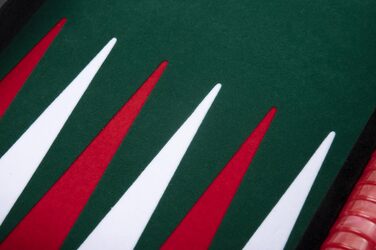 Набір для гри в шашки (бекґеммон) Engelhart Luxus – зелений/червоний/білий, 38 см, штучна шкіра