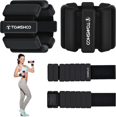 Обтяжувачі для зап'ястя та щиколоток TOMSHOO 2шт, набір, чорні, 2LBS