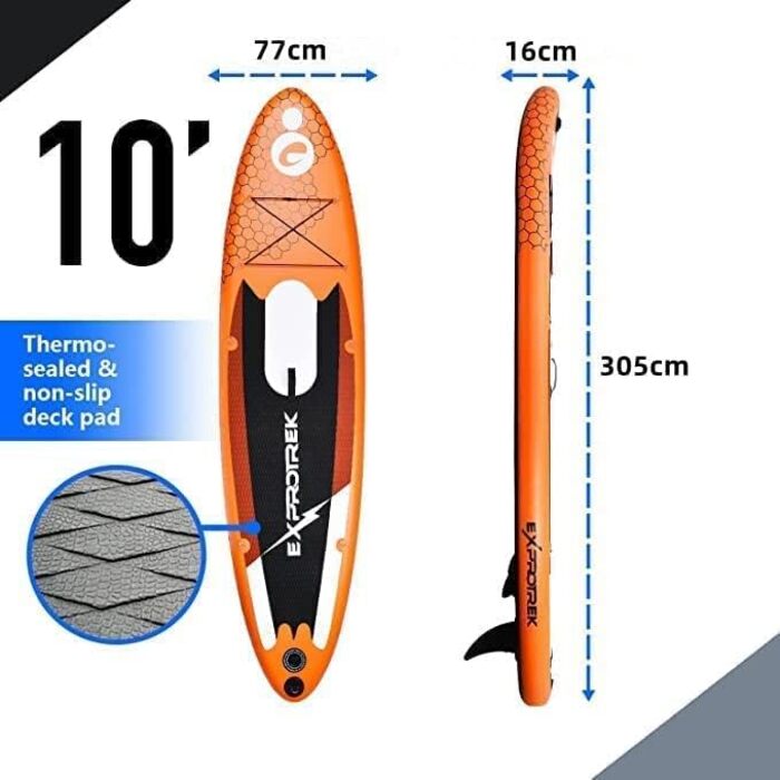 Надувна SUP-дошка для сапсерфінгу, комплект із веслом та аксесуарами, 6 дюймів, до 200 кг, чорна/синя