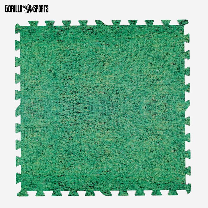 Набір захисних пазл-матів для підлоги GORILLA SPORTS (16 шт), 60x60x1.2 см, EVA піна, протиковзкі килимчики для фітнесу та тренувань, колір: трава (5,76 м²)