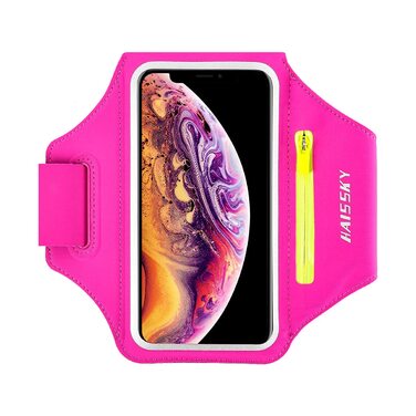 Спортивний браслет для телефону Guzack Universal: для iPhone, Samsung, Huawei, Xiaomi (до 6.9'), темно-синій/сливовий