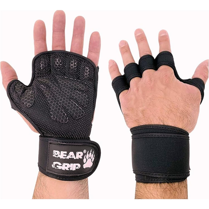 Рукавички для тренувань Bear Grip M (чорні) – захист долонь для кросфіту, бодібілдингу, пауерліфтингу