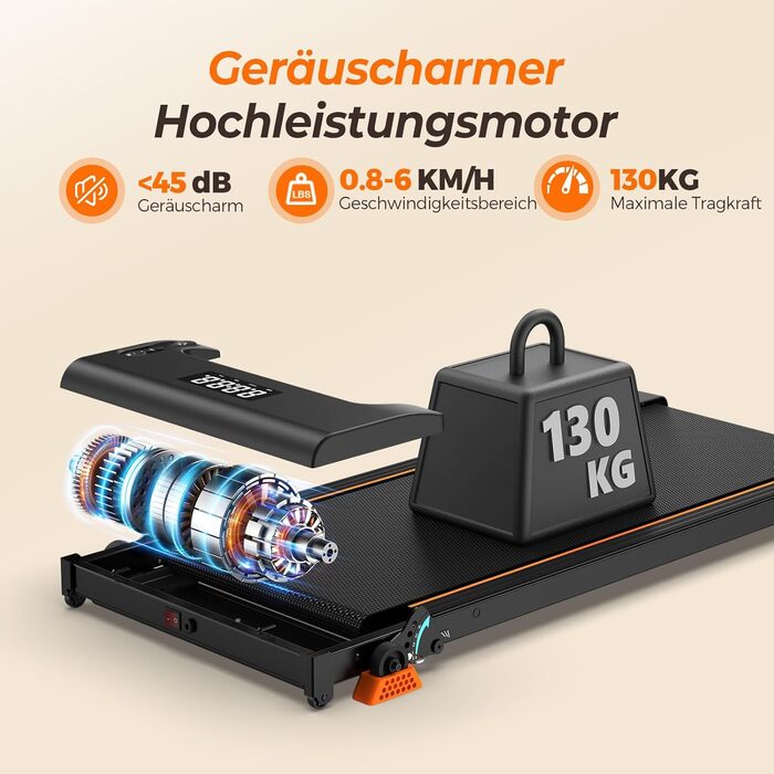 Бігова доріжка Lichico Walking Pad з регульованим нахилом 0-9%, розумним керуванням через додаток та дистанційним пультом, максимальне навантаження 130 кг, для дому