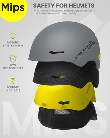Гірськолижний шолом OutdoorMaster ELK MIPS для сноуборду та лиж, матовий сірий, розмір L, для чоловіків, жінок і підлітків