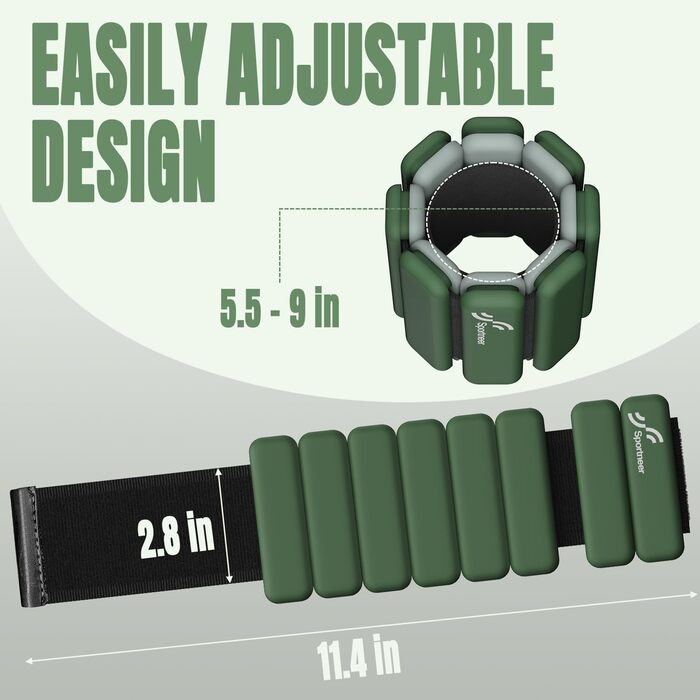 Набір обтяжувачів для ніг Sportneer 2 шт. (0,5 кг та 1 кг) для йоги, танців, аеробіки (0,5 кг*2, темно-зелений)