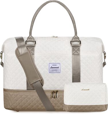 Спортивна сумка LOVEVOOK для жінок з відділенням для взуття, ручна поклажа, дорожня сумка, сумка для вихідних, сумка-мішок, жіноча дорожня сумка, клінічна сумка, сумка для пологового будинку, для залу, пляжу, сауни, кемпінгу (XL-2шт, Бежево-хакі)