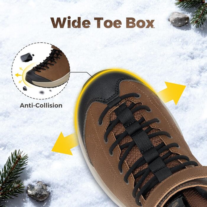 Зимові черевики FitVille для чоловіків, широкі, з клямками, неслизькі, теплі, для активного відпочинку, розмір 40-50 EU, коричневі