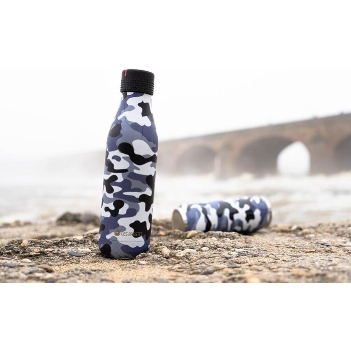 Пляшка для води Les Artistes Paris Bottle Up, 500 мл, унісекс, біло-чорно-сіра, термос