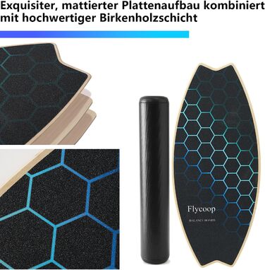 Балансборд Flycoop для дорослих з роликом, м'ячем та килимком - балансування та розвиток координації