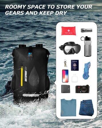 Водонепроникний рюкзак IDRYBAG 30L, PVC, для каякінгу, кану, кемпінгу, туризму (Чорний)