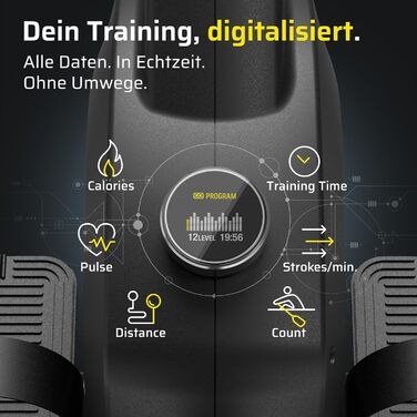 Гребний тренажер SportPlus для дому, складаний, з тихою магнітною системою гальмування, комп'ютер для тренувань, фітнес-обладнання для дому, Indoor гребний тренажер, сумісний з додатком (Premium)