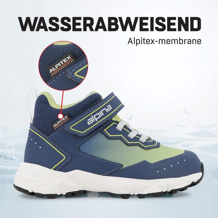 Дитячі трекінгові черевики Alpina Breeze Jr Mid – водонепроникні, з мембраною Alpitex та антиковзкою підошвою, розміри 36-39