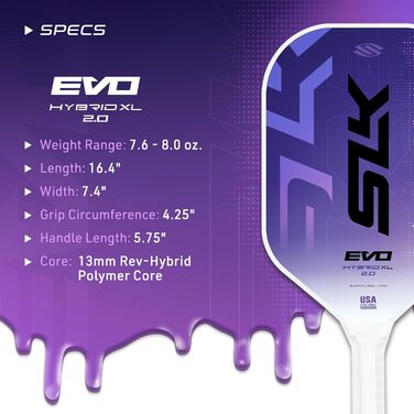 SLK Evo Power Hybrid - пі́дложка для піклболу, гібридна (фіберглас та карбон), лілова