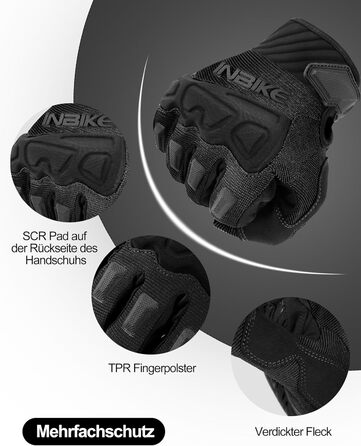 Рукавички INBIKE для MTB, Motocross: повний захист, TPR накладки на пальці, SCR-Pad, чорний, розмір M