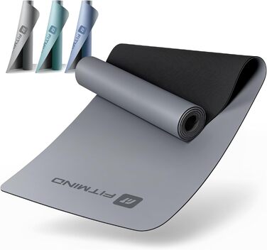 Килимок для йоги FITMIND з PU, антиковзкий ULTRA GRIP, 183x68 см, 4,7 мм, швидковисихаючий, для пілатесу та йоги, темно-сірий