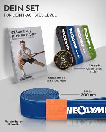 Стрічка для гімнастики NEOLYMP: екологічна, міцна, регульована – фітнес-стрічка, Powerband
