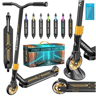 KESSER® Станкер Скутер X-Limit-Pro 360° - професійний для дітей та дорослих, ABEC 9, 110мм PU колеса, чорний/золотий