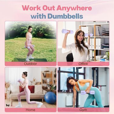 Регульований набір гантелей 2 шт. 4 в 1, для жінок, швидке налаштування, 0.9-2.3 кг, фітнес для дому, фіолетовий