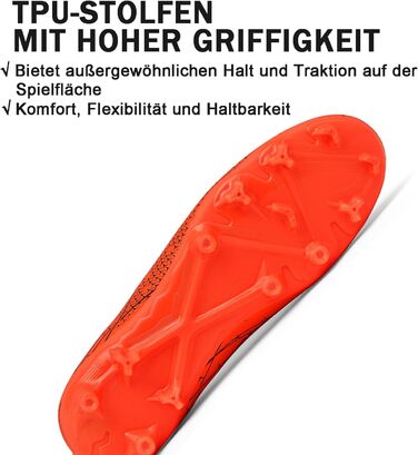 Футбольні бутси для чоловіків та юнаків, зала/штучний газон, футзал, зала, професійні, тренувальні (42 EU, помаранчевий)