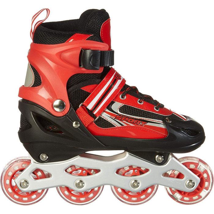 Дитячі ролики Kinder Inlineskates, розмір регулюється, світлові колеса, 4 розміри, 3 кольори (червоний, L (38-41))