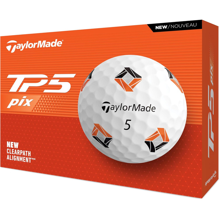 Гольф-м'ячі TaylorMade TP5 (білі) – унісекс, TM24, з технологією pix