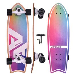 Surfskate Apollo Surfskate Pro Midi Longboard Rainbow: Дошка для серфінгу на асфальті, для дорослих та дітей від 6 років, преміум якість