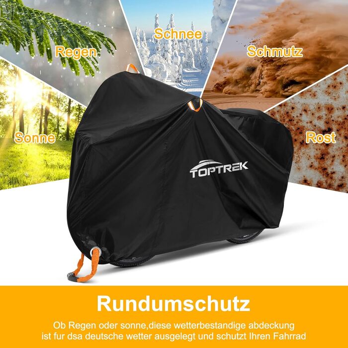 Чохол для велосипедів Toptrek на 2 велосипеди, водонепроникний, 210D Oxford, 210 x 110 x 95 см, з кільцями для замка, захист від сонця, міцний, чорний