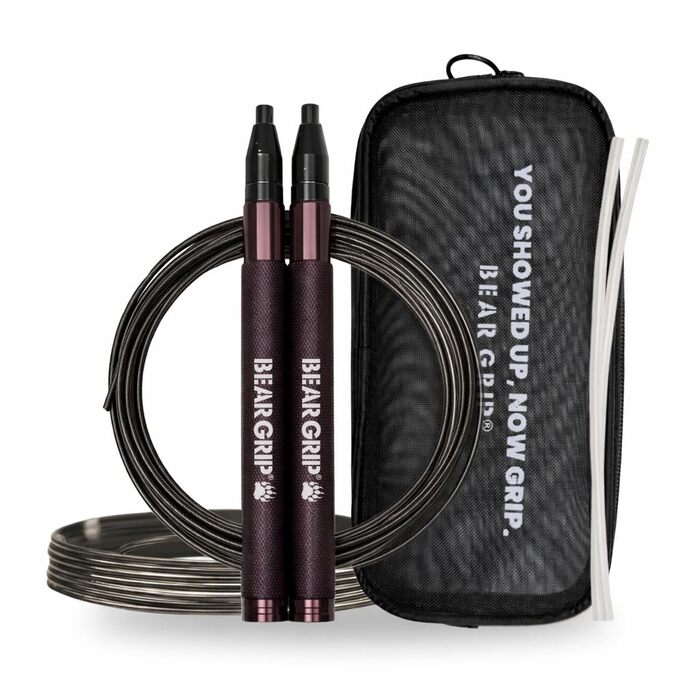 Спортивний скакалка BEAR GRIP Elite Speed Springseil для кросфіту, MMA та боксу, регульована швидкісна скакалка з антиковзаючими ручками для HIIT та кардіо тренувань (темно-фіолетова)