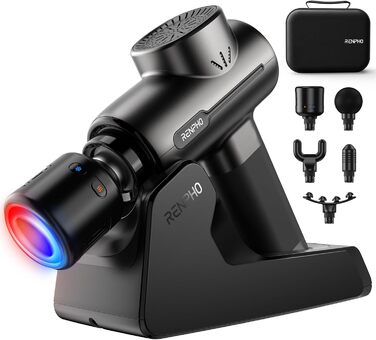 Масажер RENPHO з підігрівом та охолодженням, Bluetooth та станцією зарядки. Перкусійний масаж глибоких тканин для м'язів. Active+ Thermacool Deluxe