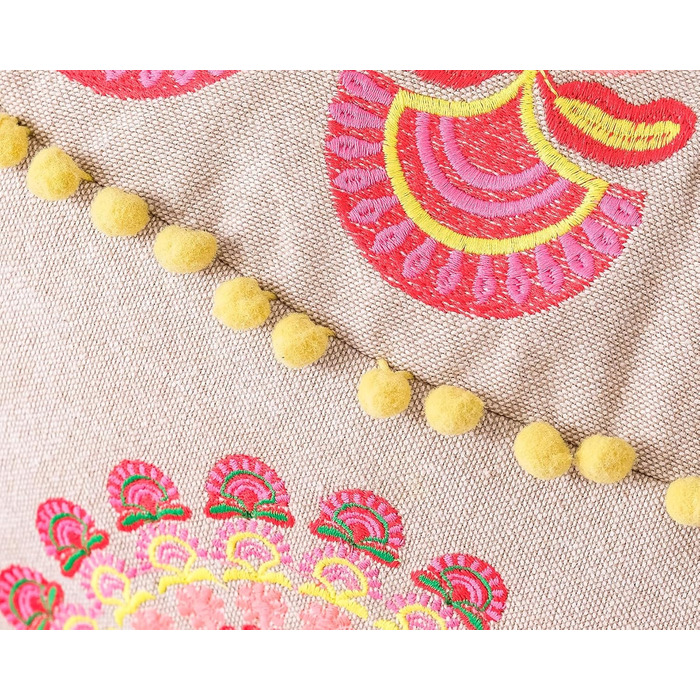 Пуф для сидіння Mandala Life ART Round Boho (60x20 см, червоний) - декоративний, бавовняний, без наповнювача
