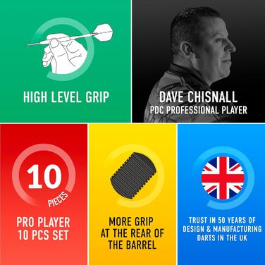 Професійний набір дротиків Harrows Dave Chisnall Chizzy Series 3, 90% вольфрам, усі ваги, 10 предметів