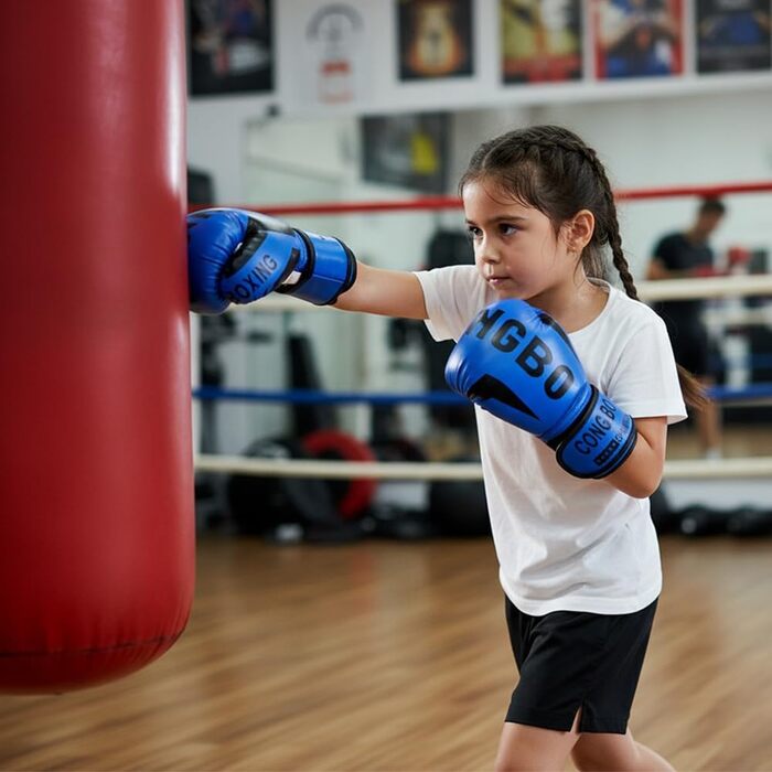 Боксерські рукавички для дітей 3-12 років, 6 oz, синій. Рукавички для спарингу та тренувань, PU шкіра