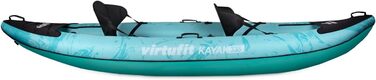Надувний каяк VirtuFit Kajak 335 для 2-3 осіб – стабільна конструкція, комплект з сидіннями та веслами – для моря, річки та озера – 335 см, блакитний