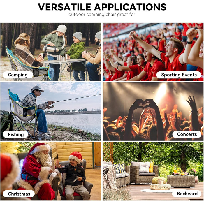 Великий складаний стілець для кемпінгу Thallike, XL, з підлокотниками, для дорослих, блакитний