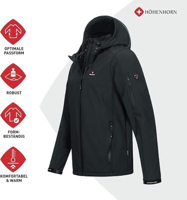 Чоловіча куртка Softshell Höhenhorn Altus Outdoor — водовідштовхуюча функціональна куртка, колір Midnight-Black, розмір L