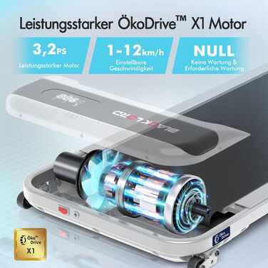 Електричний біговий тренажер BLACK LORD MS2 схил 9%, 3.2 PS, 4-в-1, для дому та офісу, 12 програм, динамік, 140 кг